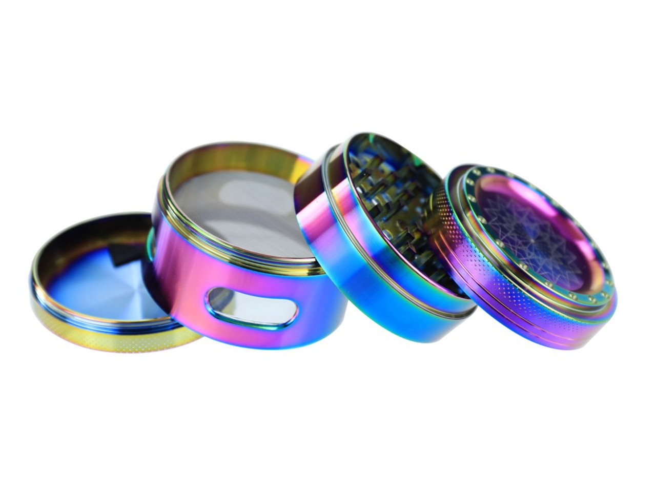 Grind Eeze 63mm Geo Design Rainbow Grinder with Side Windows