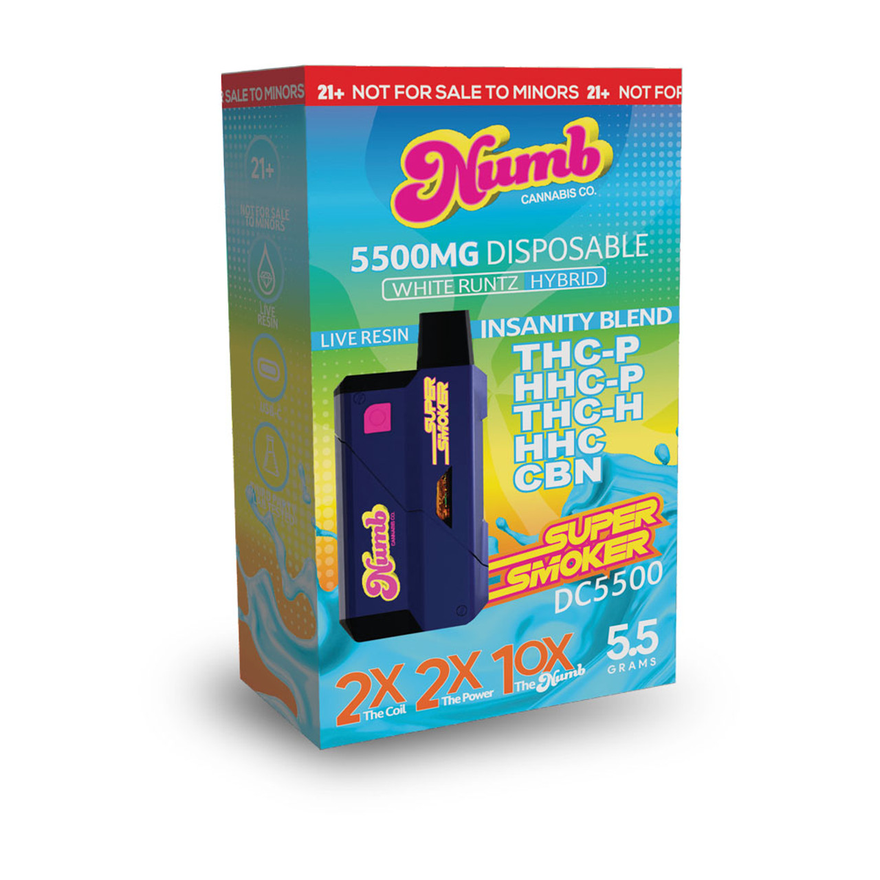 Numb Super Smoker 5.5g Disposable Vape Insanity Blend - 6 ct. Display
