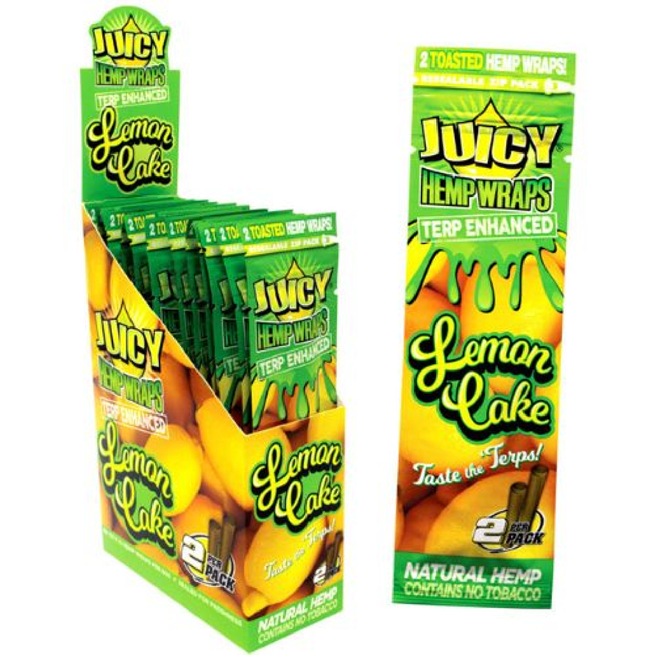 Juicy Terp Enhanced Hemp Wraps - Lemon Cake - 25 ct. Display