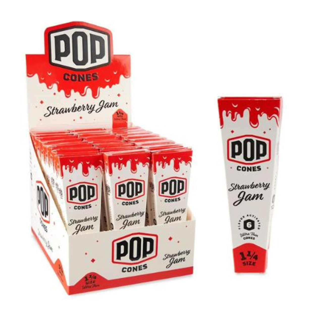 Pop Cones 1.25 Ultra Thin - 6 pk. - Strawberry Jam - 24 ct. Display