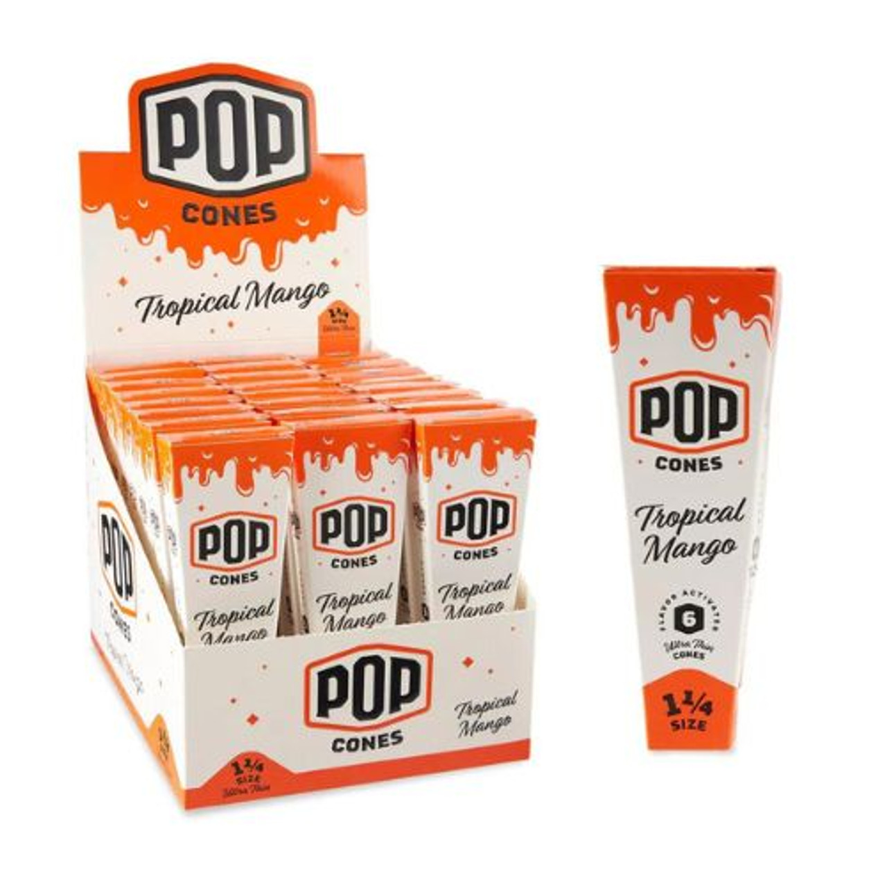 Pop Cones 1.25 Ultra Thin - 6 pk. - Tropical Mango - 24 ct. Display