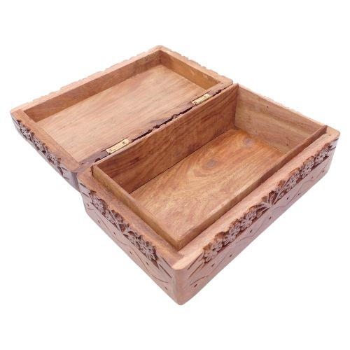 OM Carved Wooden Box 8" L