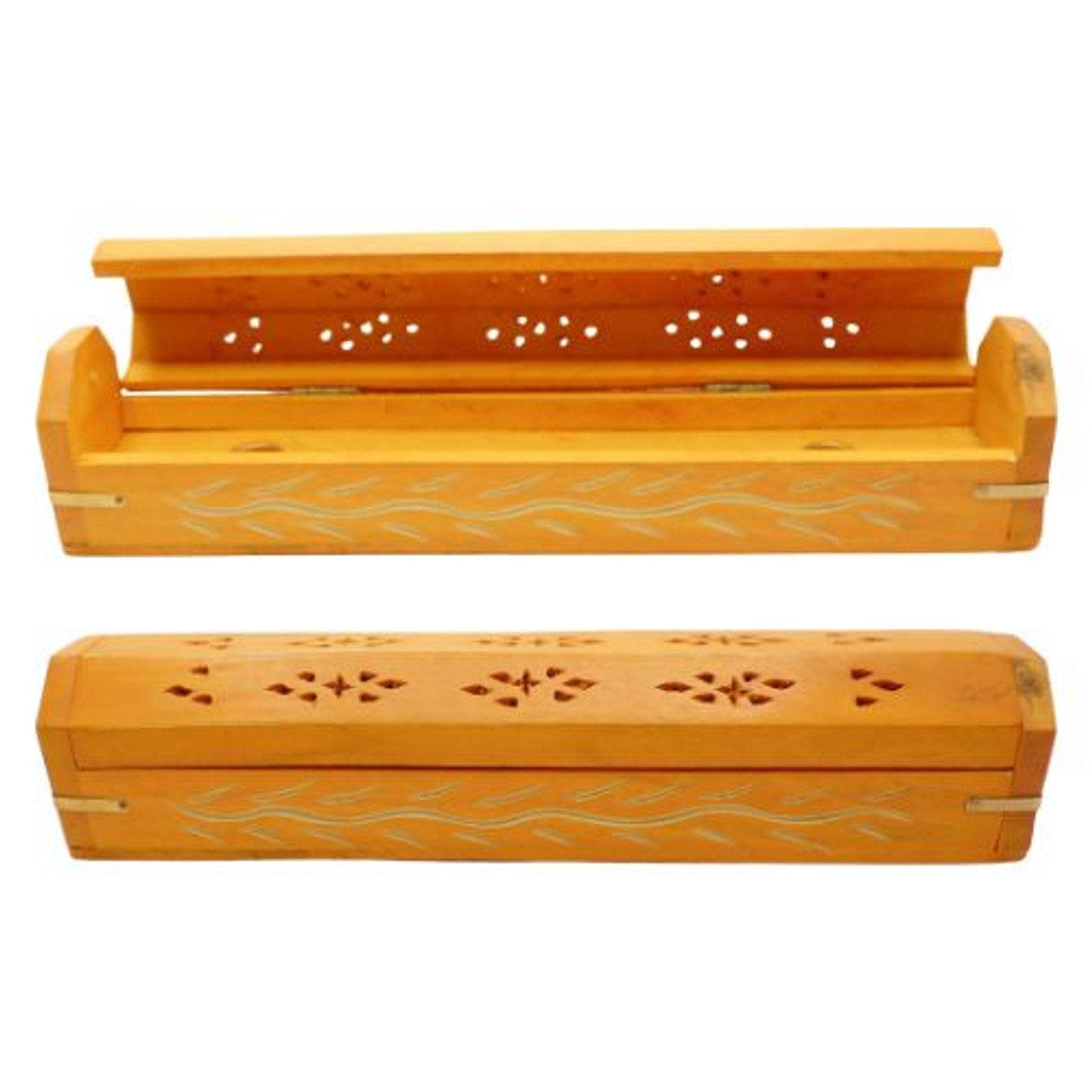 12" Color Wood Coffin Incense Burner - Light Orange - 2 pk.