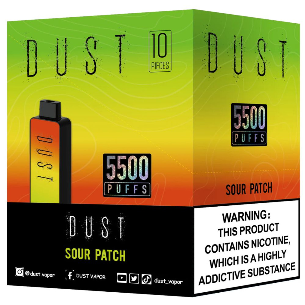 Dust 5500 Puff Disposable Vape - Sour Patch - 10 ct. Display