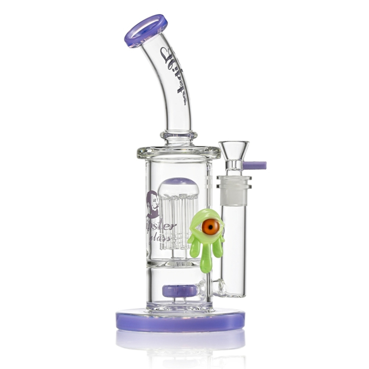 11" Water Pipe with 12 Arm Worked Tree Perc with Dripping Eye - Assorted