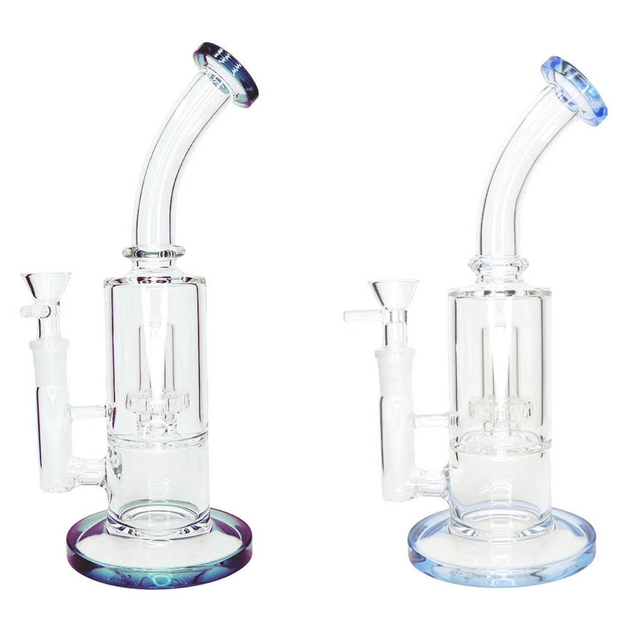 10" Bent with Elongated Showerhead Perc Water Pipe - Assorted Colors