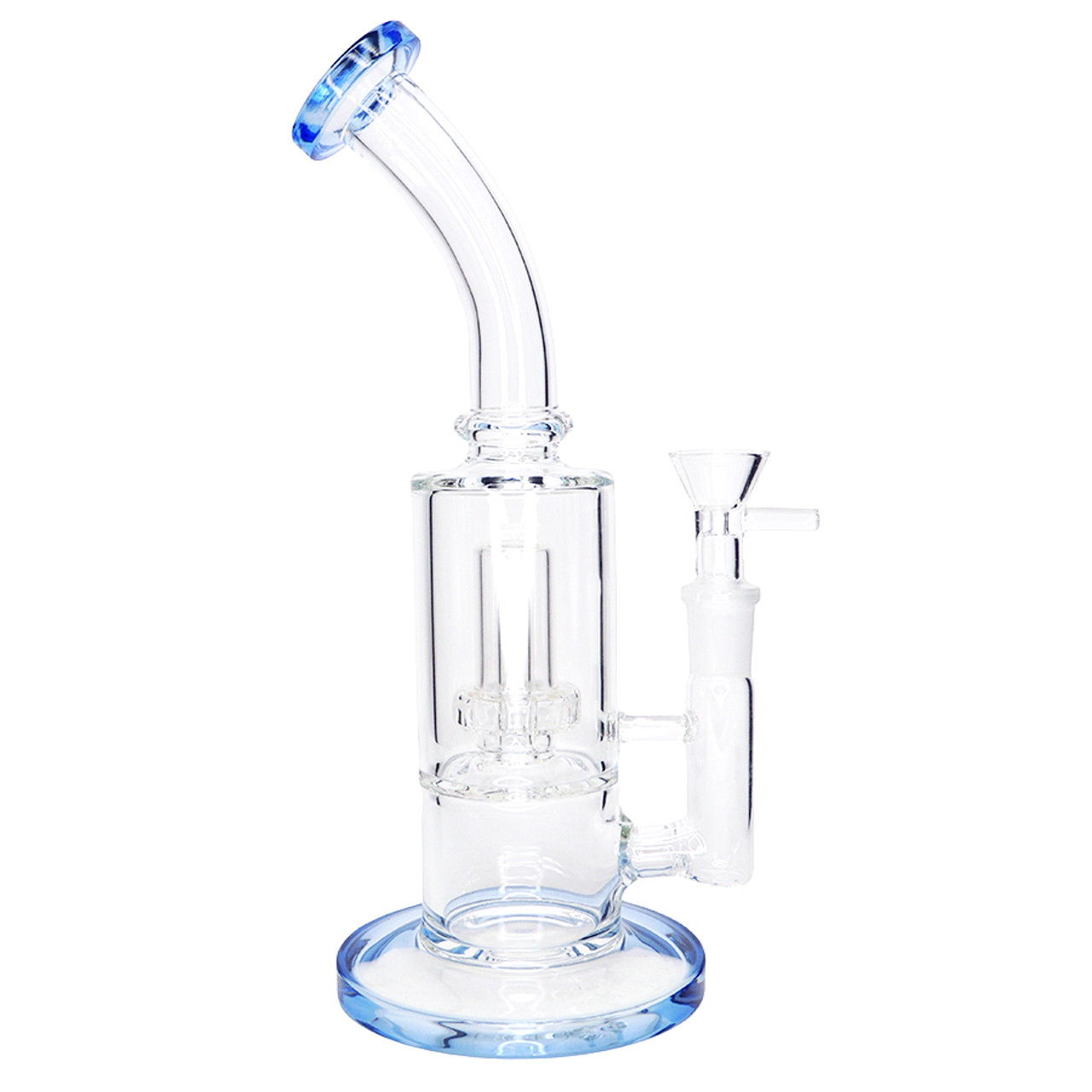10" Bent with Elongated Showerhead Perc Water Pipe - Assorted Colors