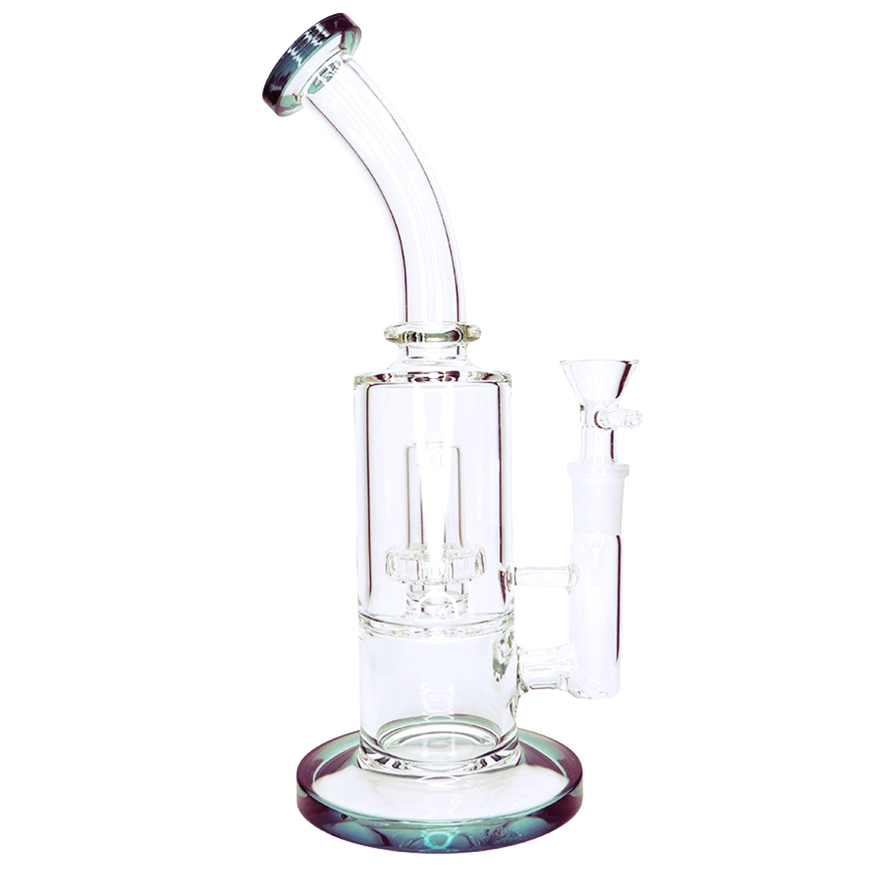 10" Bent with Elongated Showerhead Perc Water Pipe - Assorted Colors