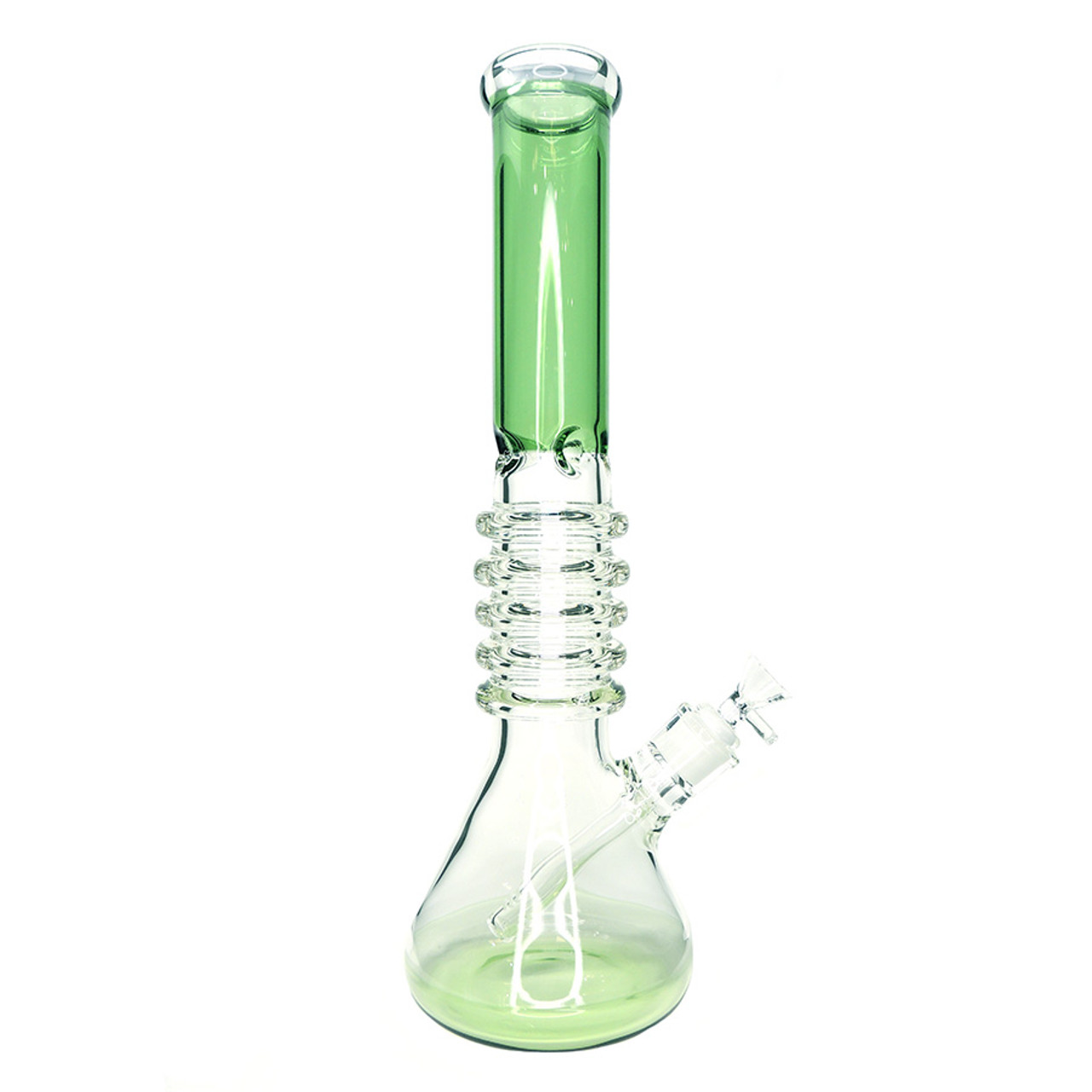 16" Beaker with 5 Round Ring and Ice Pinch Water Pipe - Assorted Colors