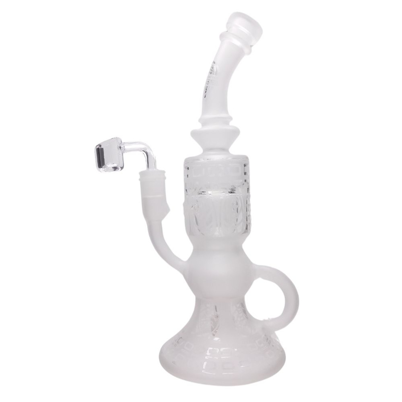 10.5" Frosted Etched Recycler Water Pipe - Assorted