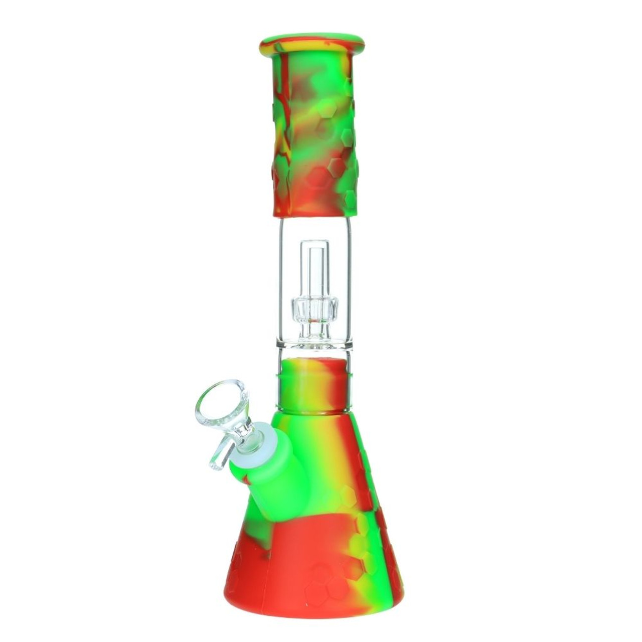 11" Silicone Water Pipe with Glass Perc - Assorted Mixed Colors