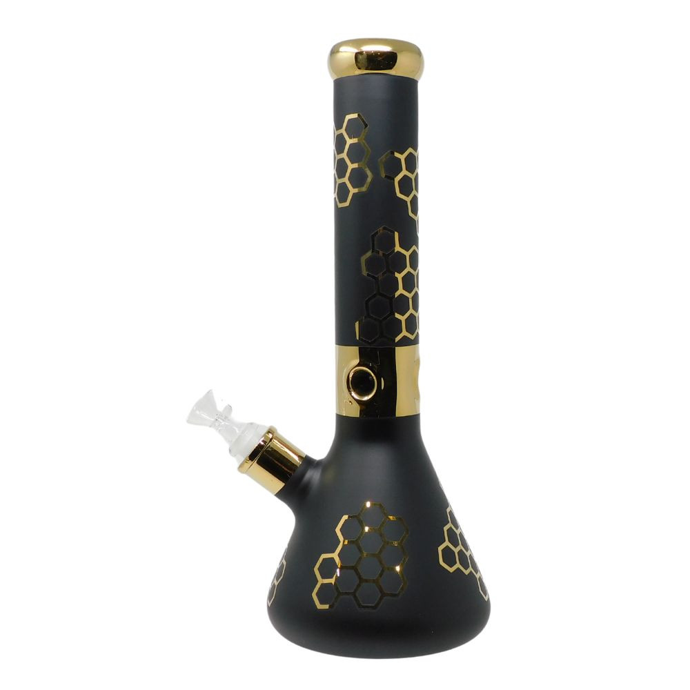 14" 7mm Etched Honeycomb Beaker Water Pipe