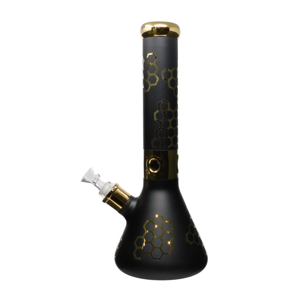 14" 7mm Etched Honeycomb Beaker Water Pipe