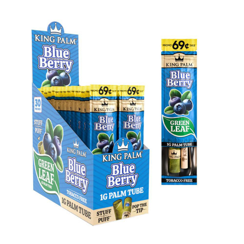 King Palm Natural Palm 1g Tube Pre-Priced $0.69 - 30 ct. Display - Blueberry