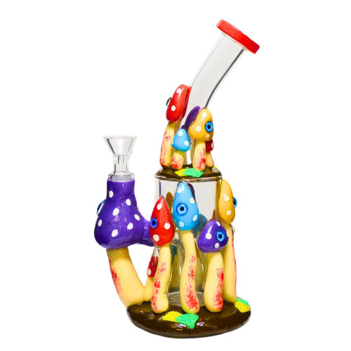 9" Mushroom Bent Neck Water Pipe - Assorted