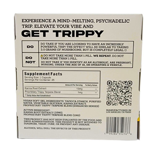 Get Trippy 15mg Mushroom Kanna Gel Capsule - 25 ct. Display