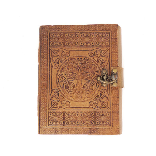 Tree of Life with Celtic Knot Leather Journal 5" x 7" with Latch Closure