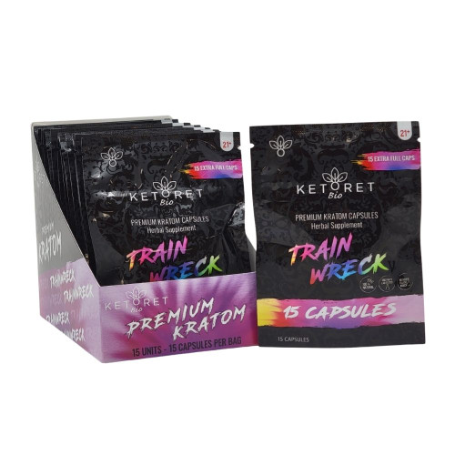 Ketoret Kratom Capsules - Trainwreck 15 Caps - 15 ct. Display