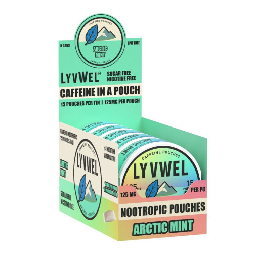 LyvWel 125mg Caffeine Energy Pouches - 5 ct. Box - Arctic Mint