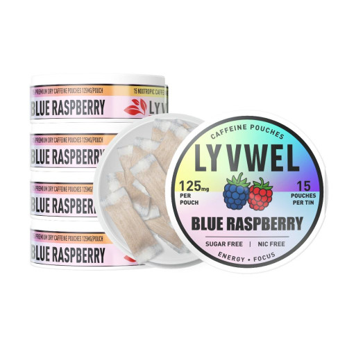 LyvWel 125mg Caffeine Energy Pouches - 5 ct. Box - Blue Raspberry