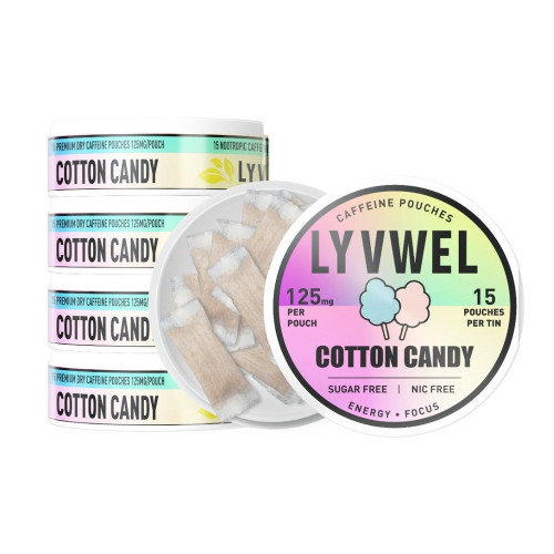 LyvWel 125mg Caffeine Energy Pouches - 5 ct. Box - Cotton Candy