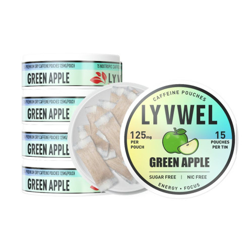 LyvWel 125mg Caffeine Energy Pouches - 5 ct. Box - Green Apple