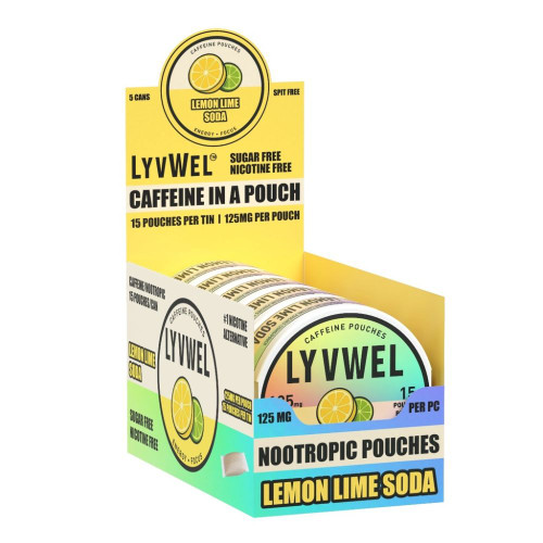 LyvWel 125mg Caffeine Energy Pouches - 5 ct. Box - Lemon Lime Soda