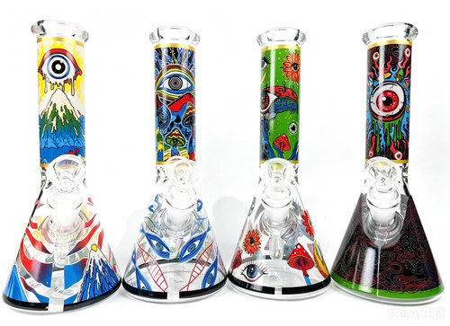 10" Eye Decal Beaker Water Pipe - Assorted