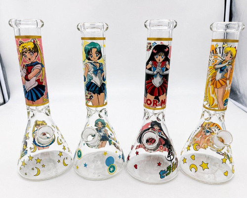 10" Moon Girls Decal Beaker Water Pipe - Assorted
