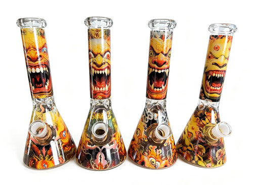 10" Monster Decal Beaker Water Pipe - Assorted