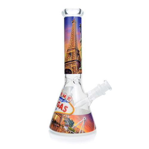 10" City Decal Beaker Water Pipe - Assorted