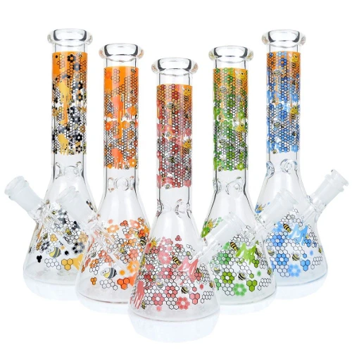 10" Printed Honeycomb + Bees Water Pipe - Assorted