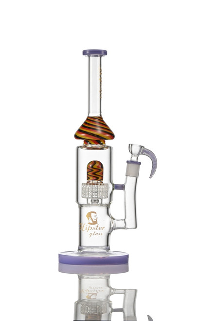 13" Straight Tube Hypnosis on Top with Worked Elongated Matrix Perc Water Pipe - Assorted