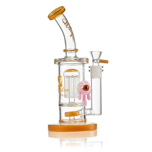 11" Water Pipe with 12 Arm Worked Tree Perc with Dripping Eye - Assorted