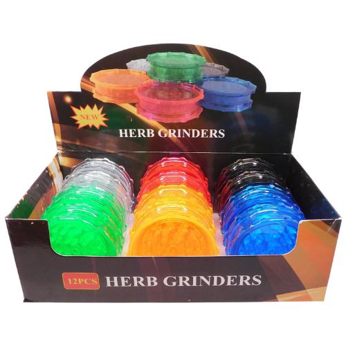 75mm 2 Piece Acrylic Grinder - 12 ct. Assorted Display