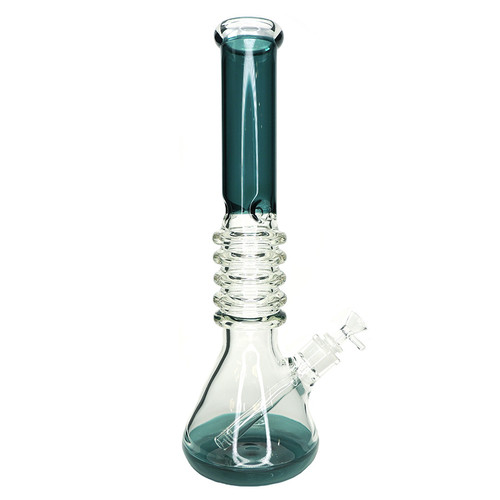 16" Beaker with 5 Round Ring and Ice Pinch Water Pipe - Assorted Colors