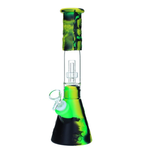 11" Silicone Water Pipe with Glass Perc - Assorted Mixed Colors