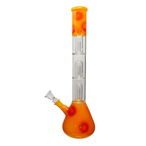 14" Painted Triple Dome Perc Water Pipe - Assorted