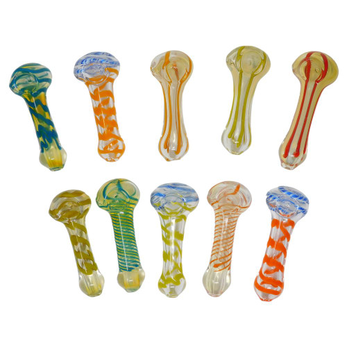 3" Assorted Striped Glass Pipe - 10 ct. pack