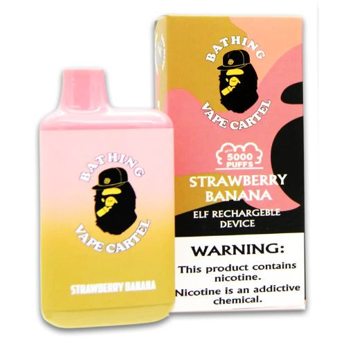 cartel disposable vape Bathing 5000 Puffs - Strawberry Banana - 10 ct. Display E-liquid flavor:Black berry Cherry Pomegranate usp_MTL Hawaiian Punch RAZ VUE