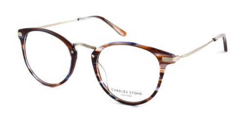 Brown Blue William Morris Charles Stone NY CSNY30007 Eyeglasses - Teenager
