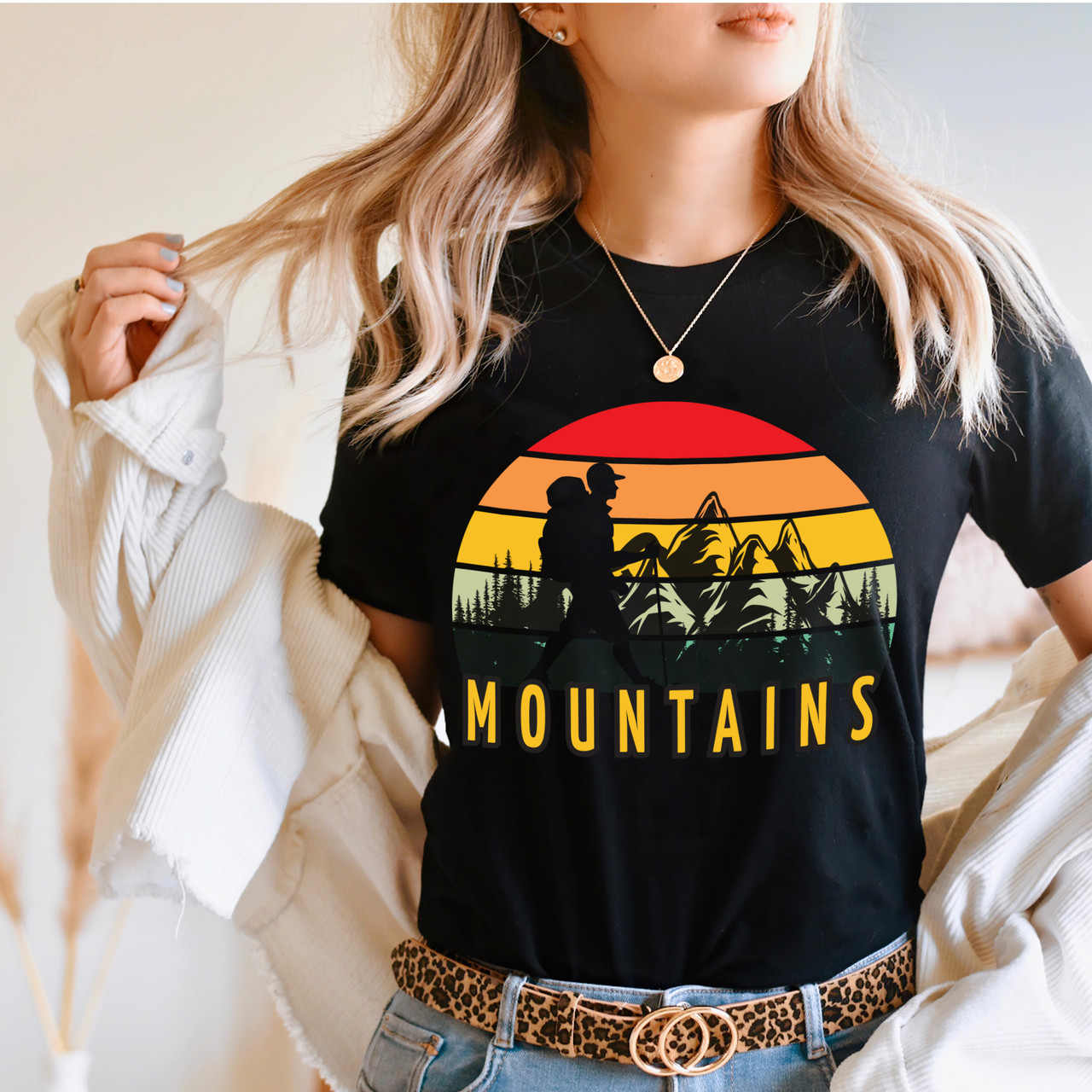 Mountains Hiking Camping  Climber Nature Lover Short Sleeve T-Shirt