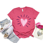 Love Heart  Pink Heart Valentine Day Short Sleeve T-Shirt