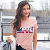 American Flag Love 4th of July Short Sleeve T-Shirt