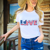 American Flag Love 4th of July Short Sleeve T-Shirt