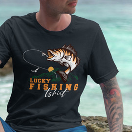 Lucky Fishing Lover Catching Fish Short Sleeve T-Shirt Lucky Fishing Lover Catching Fish Short Sleeve T-Shirt