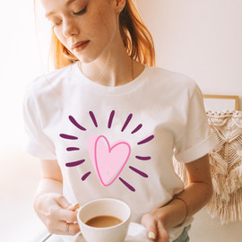 Love Heart  Pink Heart Valentine Day Short Sleeve T-Shirt