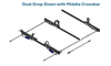 LadderProducts.com | Prime Design NextGen ErgoRack RR3-FT-78-M – Dual Side Drop-Down Ladder Rack with Middle Crossbar for Ford Transit (Low Roof 84", All Wheelbases)