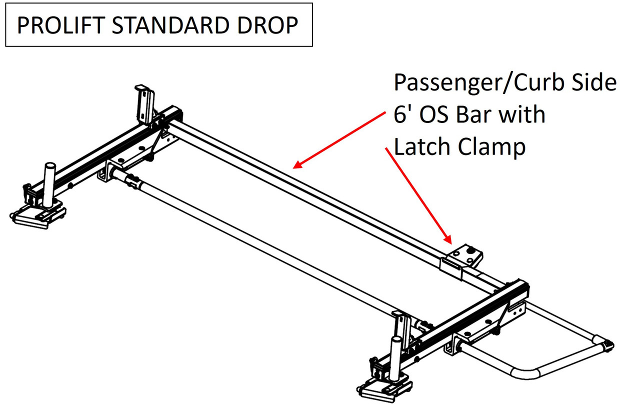 LadderProducts.com | Adrian Steel ProLift Passenger Side 6' OS Bar W/ Latch Clamp 72698-W