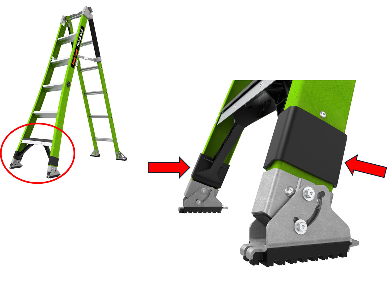 LadderProducts.com | Little Giant Front Leg Brace Replacement LH & RH Assembly 22530L, 22530R, C-Channel For Telecombo Combination Ladder